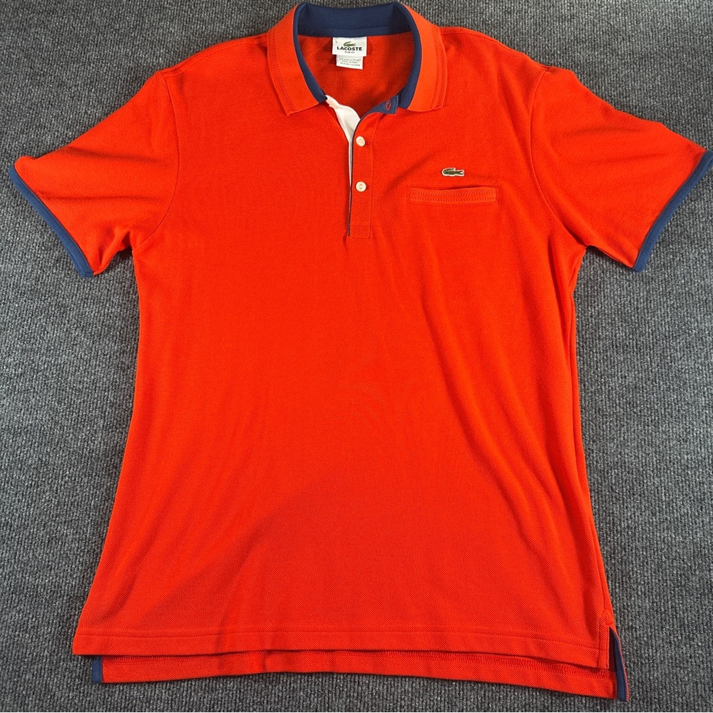 Lacoste Men's 5 Polo Shirt Orange Slim Fit Short Sleeve Pique